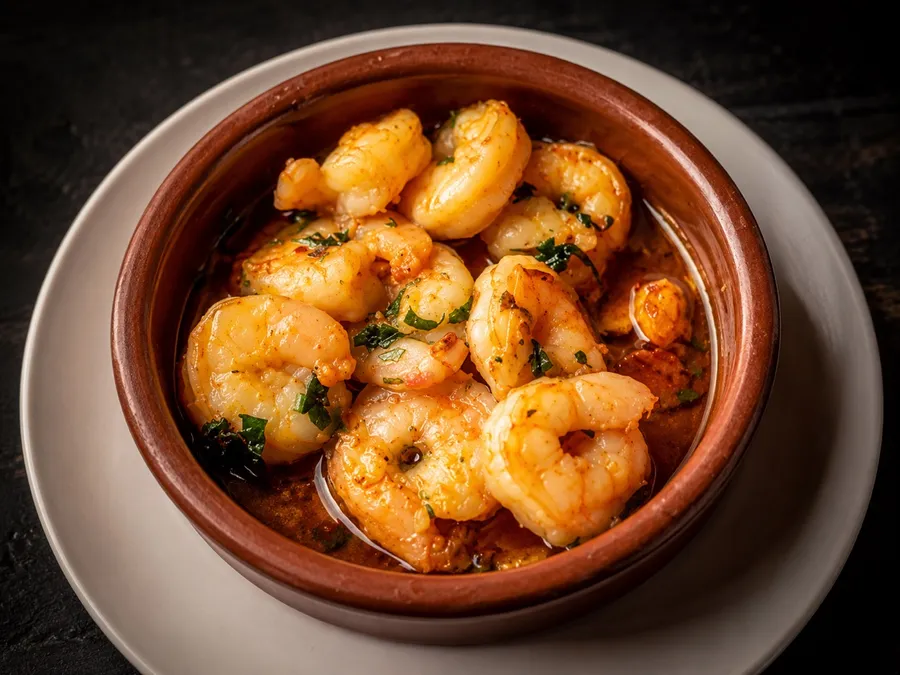Gambas al ajillo en cazuela de barro